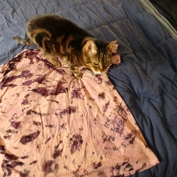 Another Fantasy Animal? Tie Dyed Brown & Purple Hanes Crew Neck Cotton T-shirt - Picture 5 of 5